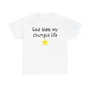 Men's 100% Cotton "God Bless My Chungus Life" Meme T-Shirt, Classic Casual Seamless Menswear Apparel, Father's Day Gift (t0103)