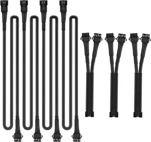 Nilight Automotive 4PIN Extension Cable Kit - 4 PCS 2 ft Cords, 3 PCS 2-Way Y Splitters, Pure Copper Wires, Plug-and-Play Snap-On Design for Motorbike, Vehicle Rock Lights