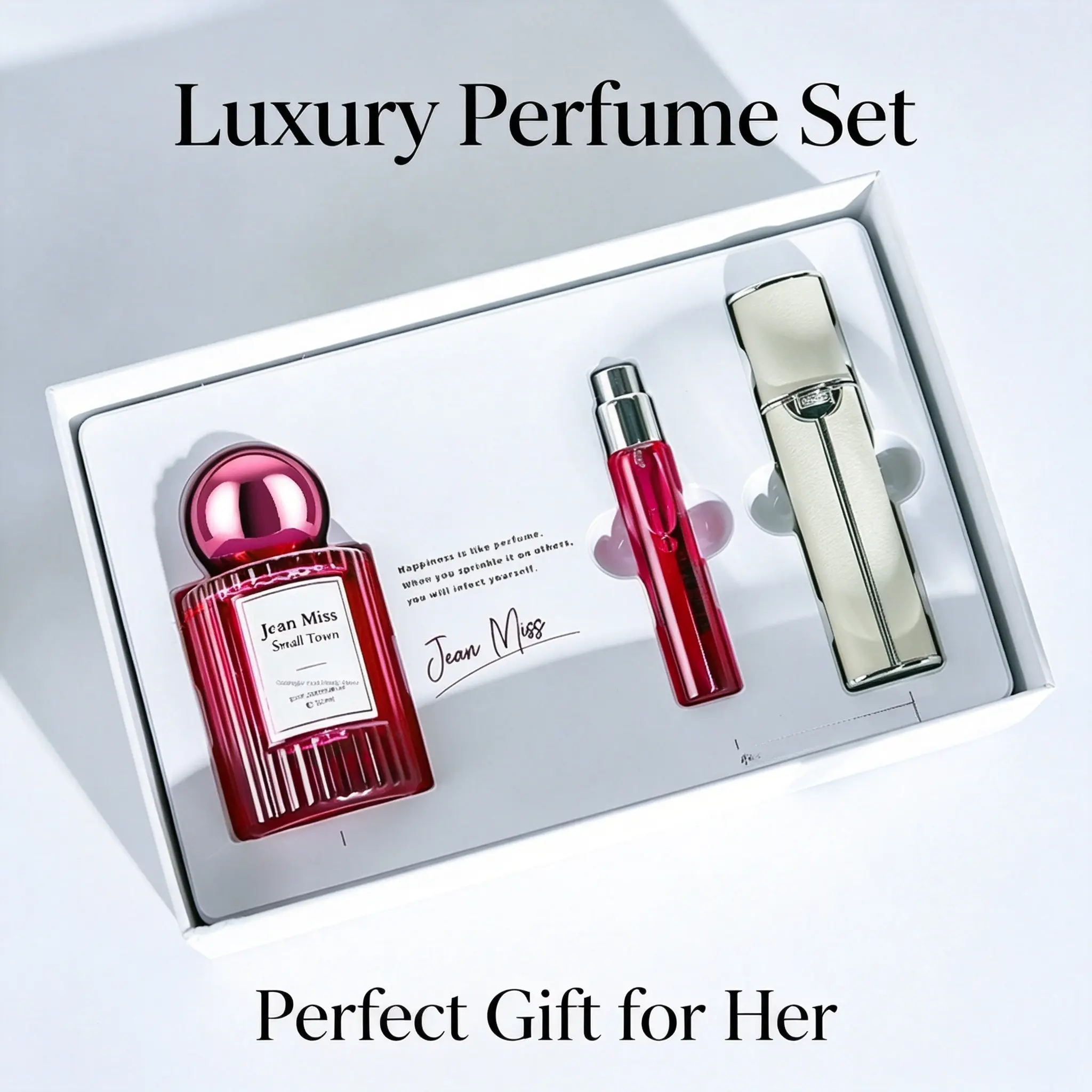 Women's Elegant 3-Piece Perfume Gift Set with Portable Travel Atomize Spray Refill, Gift Boxed Premium Present for Anniversaries, Weddings