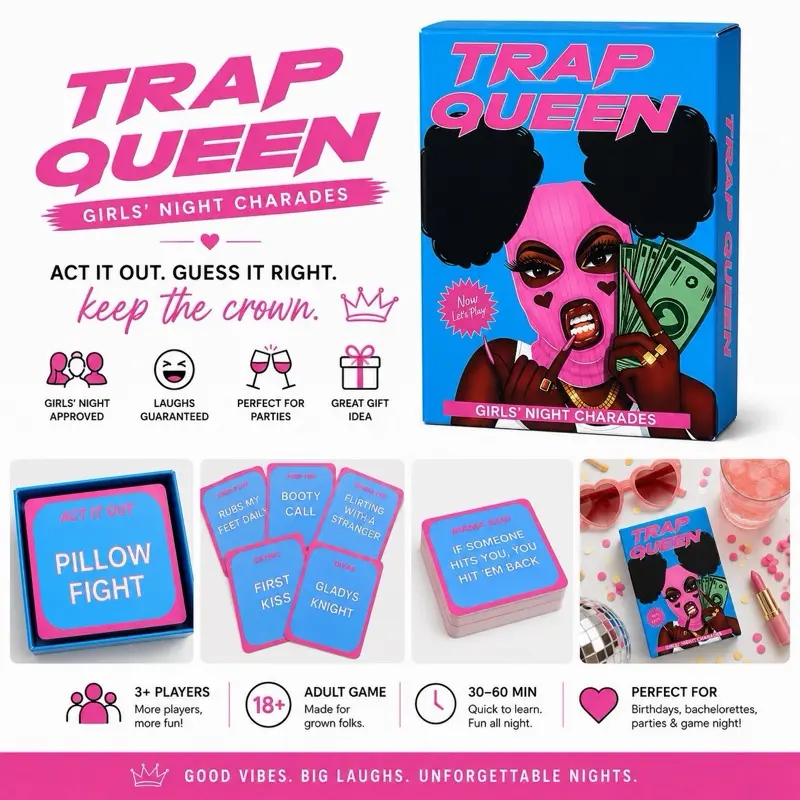 TRAP QUEEN- Girls’ Night Charades Card Game