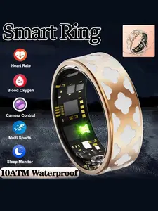 IP68 Waterproof Health Smart Ring, Gesture Control Heart Rate Blood Oxygen Tracking Fitness Tracker, Multi-Sport Modes, Gift for Family Friends, Heart Rate Monitor