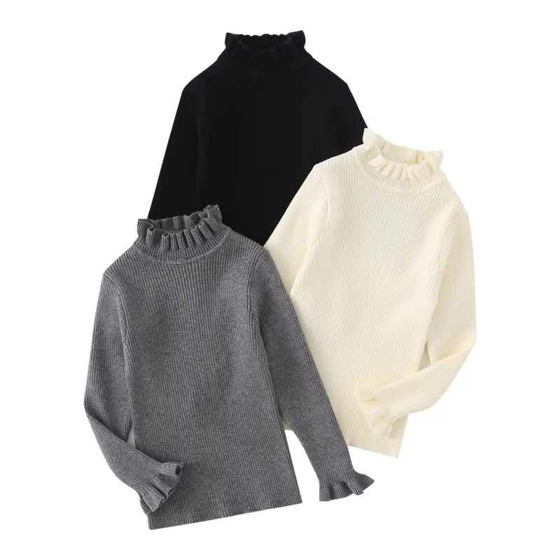 3-piece girls autumn and winter new design solid color Joker knitted sweater children's casual fashion girls' coat autumn sweater children's clothing