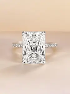 4 Carat Radiant Cut Cubic Zircon Ring, Princess Square Four Prong Setting, Women's Engagement Proposal Promise Ring, bridal rings, Valentine's Gift