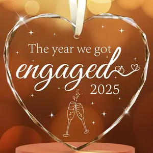 Engagement Gifts for Couples 2025,  for Newly Engaged Couples, Happy Engagement  for Her, Women, Friends, Bride to Be Gifts, Christmas Ornaments,  Glass Engaged Ornament 2025