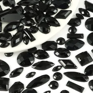 100pcs Acrylic Mixed Shapes Flat Back Glitter Rhinestone Sparkle Rhinestones, Sewable for DIY Crafts, Clothing Shoes Handbags Hair Accessories, Multi-Color Options