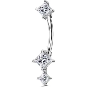 Minimalist Rook Earrings 8MM Silver Rook Piercing Jewelry Stainless Steel Clear CZ 16G Belly Button Ring Curved Barbell