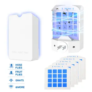 Flying Insect Trap for Indoor Use – Plug-in Bug Catcher with 5 Refill Cartridges & Blue/UV Light Technology – Mess-Free Solution for Gnats, Fruit Flies, House Flies