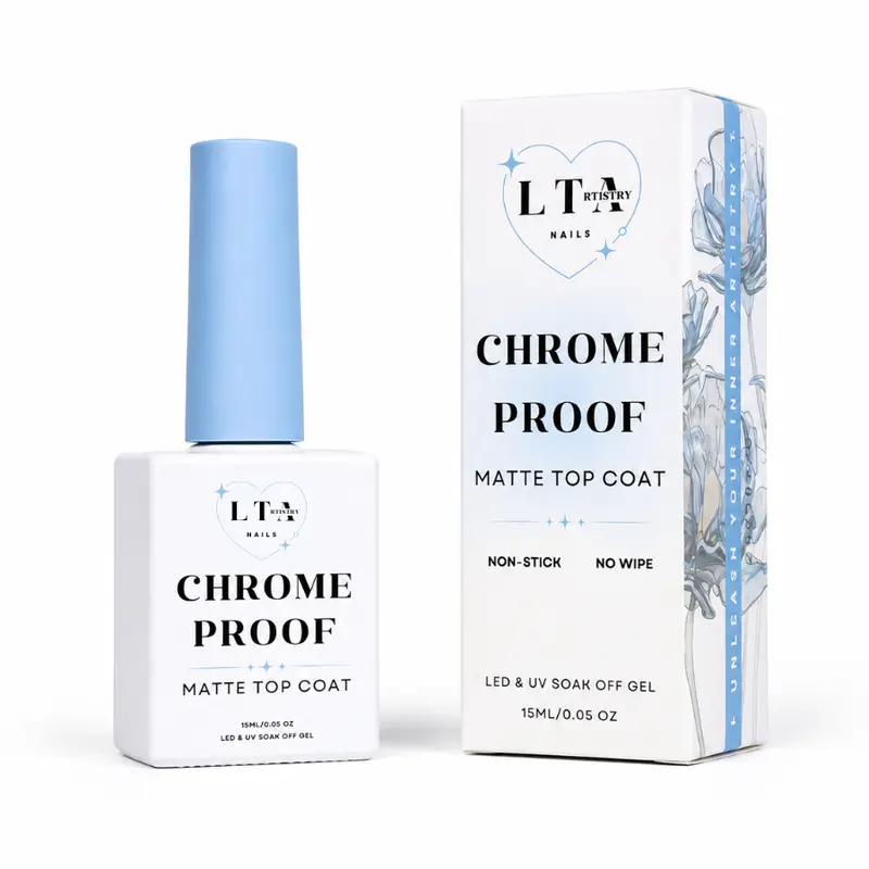 Chrome Proof Matte Top Coat Gel Polish - No Buffing, Quick Application, Thin Gel Formula