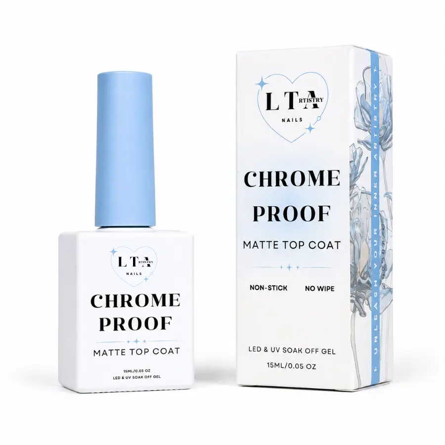 Chrome Proof Matte Top Coat Gel Polish - No Buffing, Quick Application, Thin Gel Formula