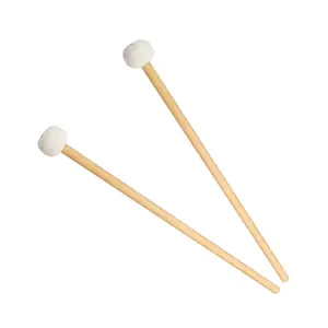 Beginner Timpani Mallets Pair, White Felt Head Percussion Mallets for Orchestral Timpani Practice Rehearsal and Performance