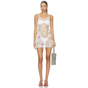 Frankies Bikinis Apollo Crochet Mini Dress in Tanlines