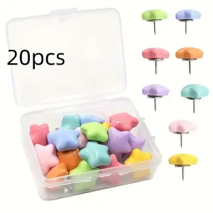 Star Shaped Thumb Tack, 20pcs/set Colorful Vibrant Plastic Push Pin, Multipurpose Decorative Push Pin for Photo Wall, Bulletin Board, Office, School, Home Decor, Adds Playful Touch