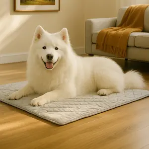 Cooling Mat Dog bed Cot for Large Dogs pets Q-MAX>0.4, 48" x 28" Thin Non-Gel Pet Cooling Pad for all seasons , Washable Self-Chill Mat, Non-Slip & Foldable Portable Dog Blanket for Big Dog Up to 80 lbs