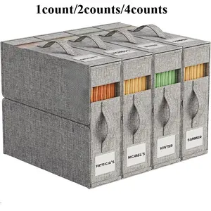 4-Piece Bed Sheet Storage Box Set, Foldable Closet Organizer with Handles, Ideal for Blankets, Sheets, and Towels, Space-Saving Design