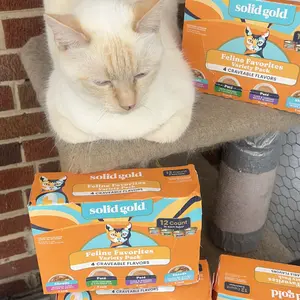 Solid Gold Feline Favorites Wet Food Variety 12 Pack for Cats Fish Assorted Flavors & Textures Complete Balanced Diet