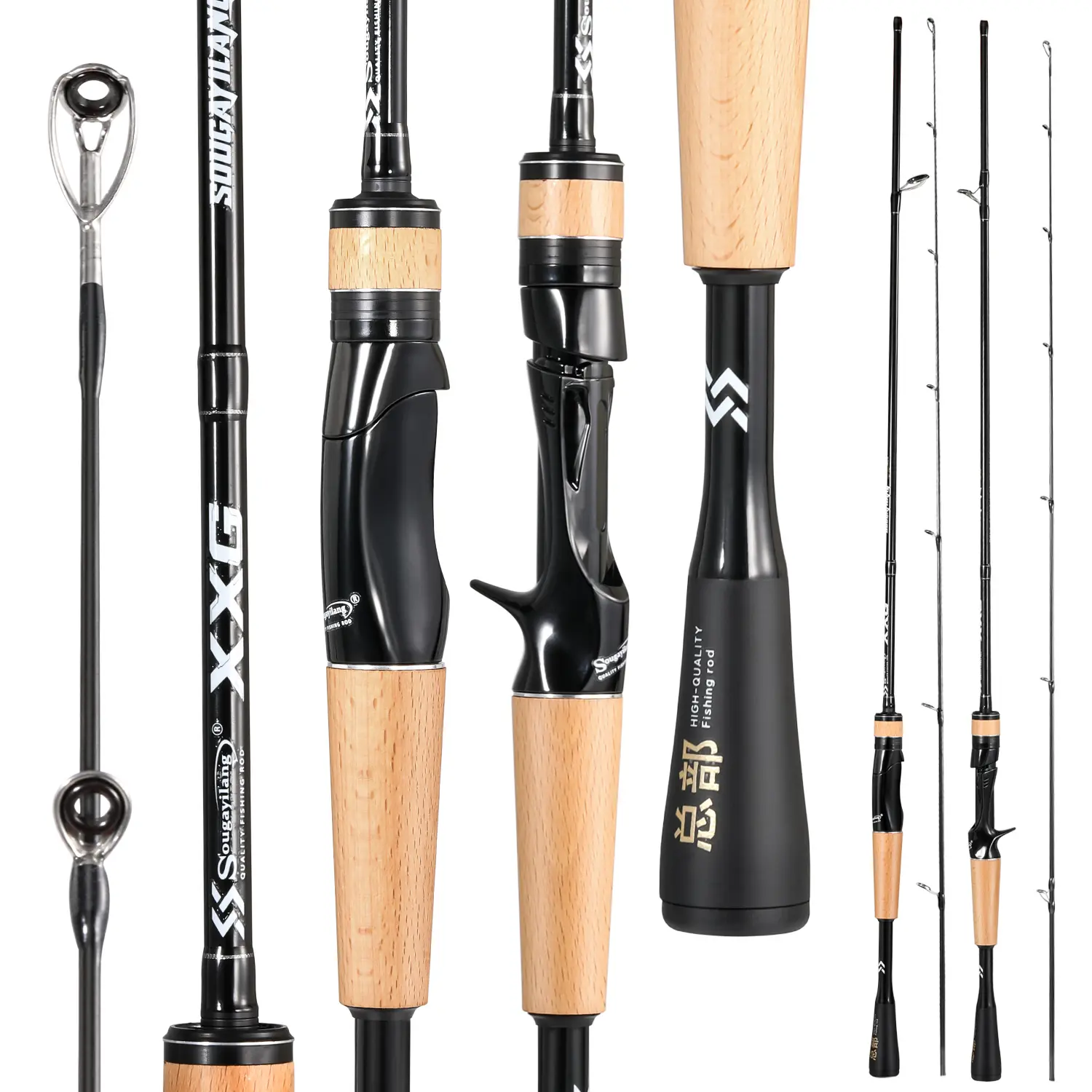 Sougayilang 6'0" Carbon Fiber Fishing Rod, MH Power 2-Piece Baitcasting/Spinning Rod, 1.0mm Ultra Sensitive Tip, Tangle-Free Ceramic Guides #fishingrod #bassfishing