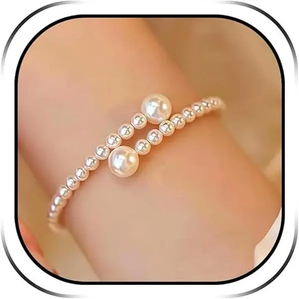 Pearl Bracelets for Women Dainty Gold Pearl Stretch Stackable Bracelet Bridesmaid Wedding Jewelry Gifts Prom Wedding Guest Dress