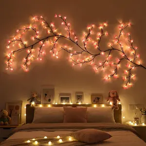 Romantic Pink Cherry Blossom Lights for Wedding Decor 63inch 72 LED Tree Branch with USB and Remote 8 Modes Timer for Bridal Shower Reception and Wall Decor