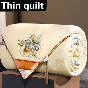 Quilt quilt core quilt for double use Spring and Autumn quilt household quilt in summer quilt thin silk cotton quilt core air conditioning quilt thin beige quilt light Chinese style quilt bedding.