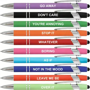 10Pcs Funny Sarcastic Ballpoint Pens, Mood Quotes, Multicolor, 2-in-1 Stylus Tip, Smooth Writing, Perfect for Office Humor, Coworker Gags & Daily Use, Office Stationery Supplies
