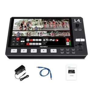 FEELWORLD L4 Switcher 10.1 Inch Touch Screen Multi-Camera Video Mixer Switcher,4 x HDMI SDI Audio Input and Output,PTZ Control,USB3.0 Interface ,Built-in Cooler,13 Transitions Design for Photography and Creator