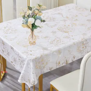 Heavy Duty Vinyl Tablecloth with Polyester Backing Waterproof Oil-Proof Plastic Table Cloth Stain-Resistant Wipeable Rectangle or Square Table Cover for Indoor and Outdoor