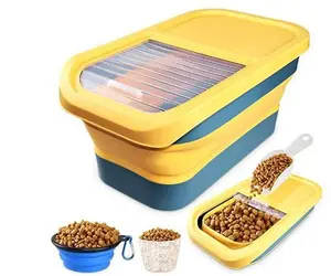 Fuufome 13LB-15LB Collapsible Dog Food Storage Container, Folding Pet Food StorageFree Pet Toys  Containers with Lids