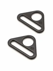 Triangle Ring Flat 1in Black Metal Set of Two