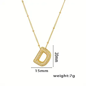 Bubble Letter Charm Necklace Alphabet