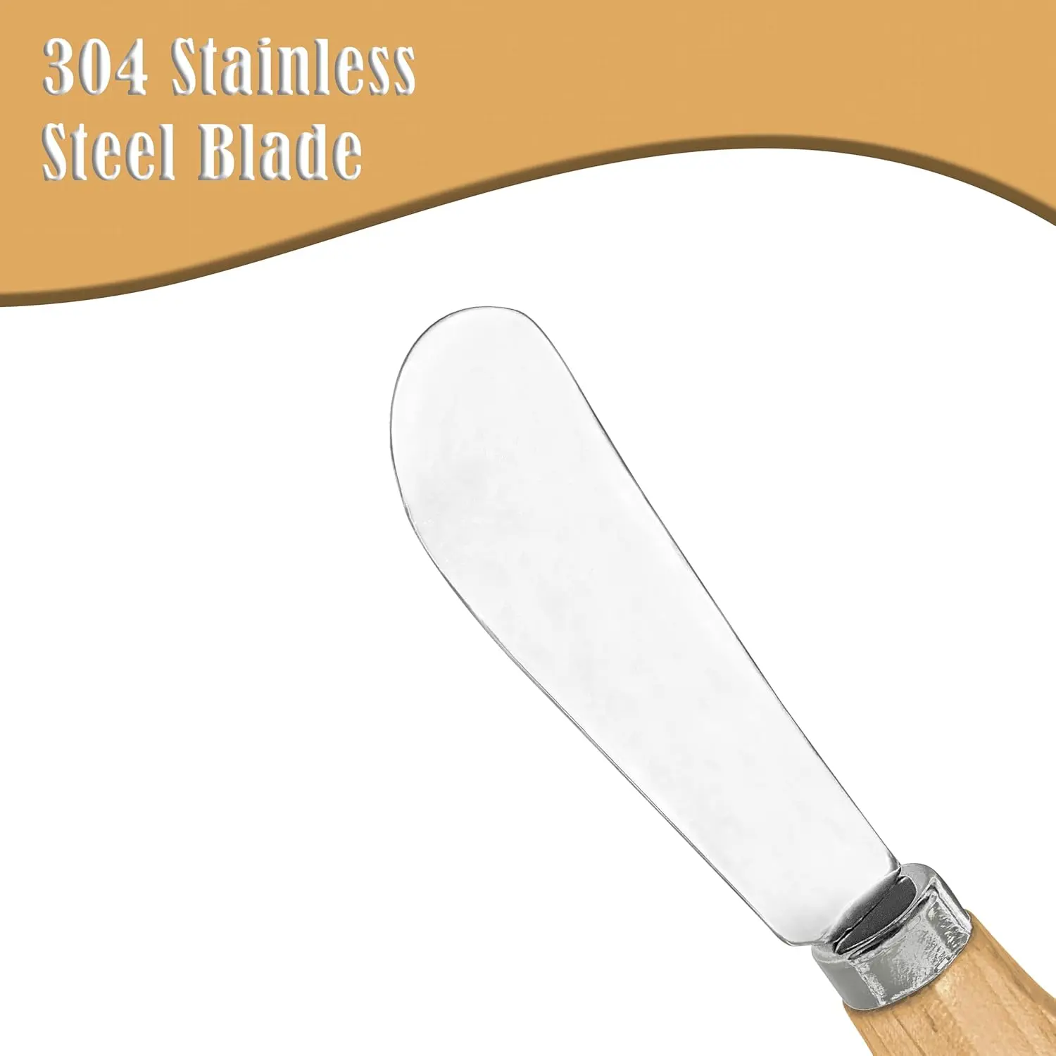 Wooden Handle Stainless Steel Butter Spreader Knife - Steel-Wood Kitchen Cutlery with Flat Blade, Multipurpose Tool for Daily Use Cream Cheese, Jam, Toast Sandwich, Cake Frosting