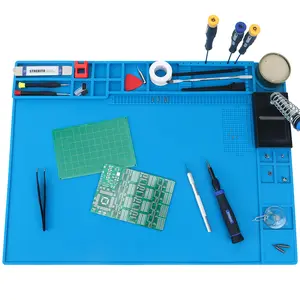 STREBITO Soldering Mat Large, Solder Mat Heat Resistant 932°F, Soldering Pad Magnetic Repair Mat, Silicone Work Mat for Soldering Iron, Electronic, PC Building, Laptop, RC, Phone, Size 21.7 "x 15.8"