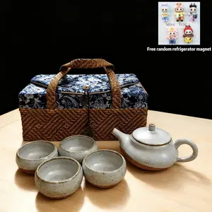 Lianshan Kiln Plain Duo-Yun Tea Set Handcrafted with Kiln-Fired Marks for Traditional Tea Lovers Authentic Ritual Vessel Aesthetic Design Ideal for Tea Enthusiasts Tea Cup Set Tea Pot Set
