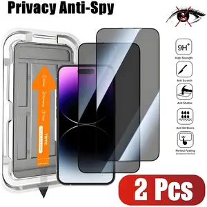 2 Pack Anti-Spy Screen Protector Film Set, Dust-Free Alignment Tool Included, Compatible with iPhone 16 15 14 13 12 11 Pro Max Plus,Scratch-Resistant Privacy Protection, Phone Screen Protectors