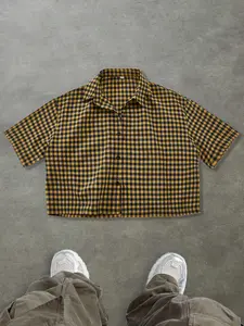 Men's Plaid Print Short Sleeve Button Down Shirt, Regular Fit Casual Retro Button Collar Top for Summer, Fashion Men's Clothes for Daily Wear, Casual Collared Shirt, Casual Button Up