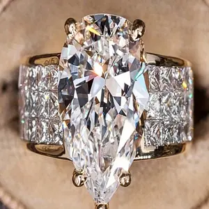 Elegant silver plated ring with large sparkling stone, suitable for engagement, wedding, party, daily wear and gift