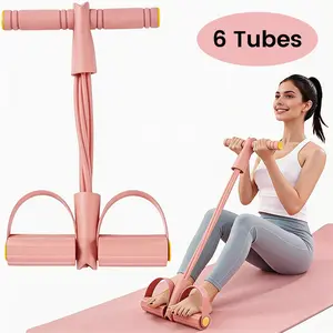 Multi-functional 6-Tube Pedal Resistance Band Trainer, Portable Foot Pedal Fitness Equipment for Home Gym Full Body Workout, Exercise, Sit-ups, Yoga, Abdominal Training
