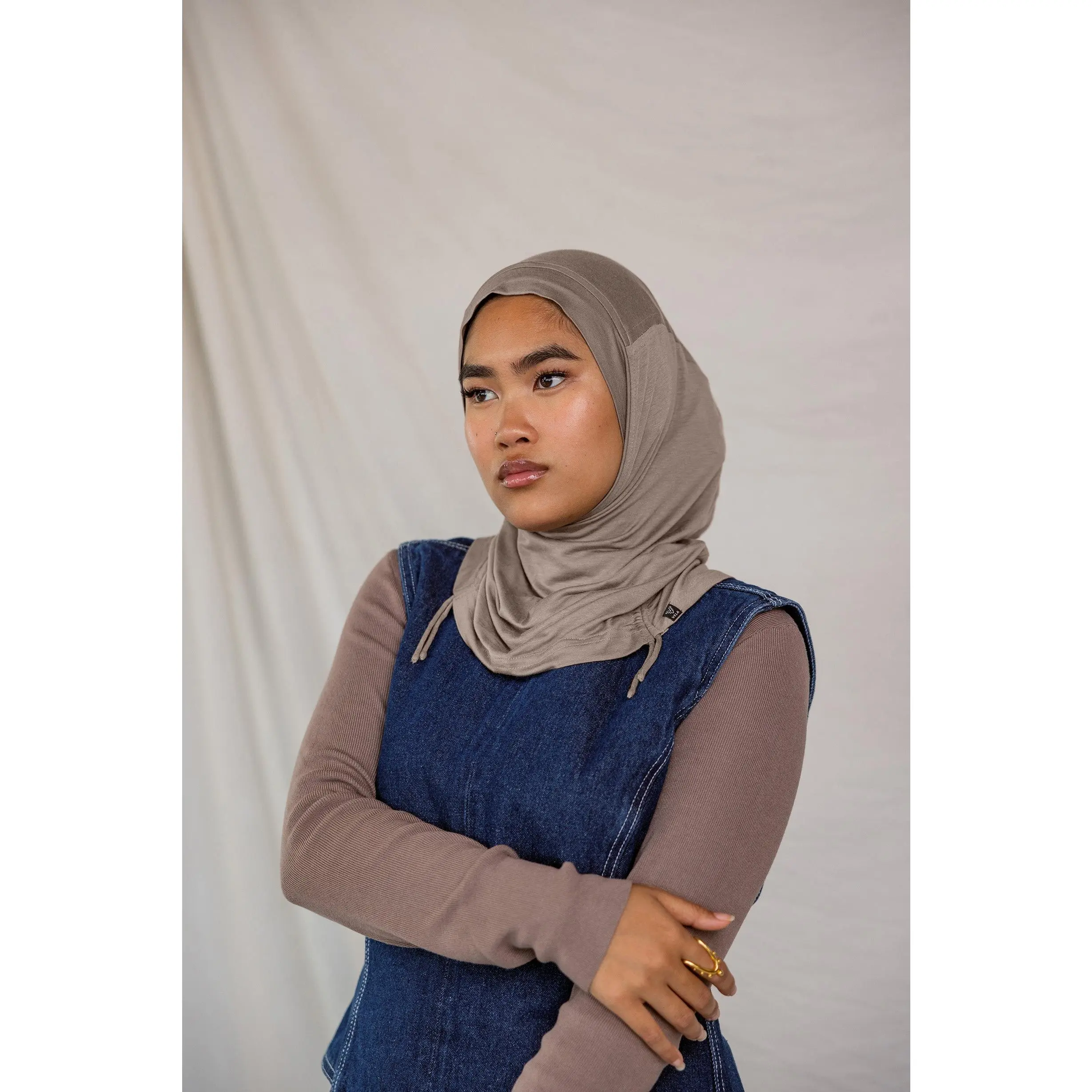 VELA Truffle Mink Instant Hijab - Ruching Lite