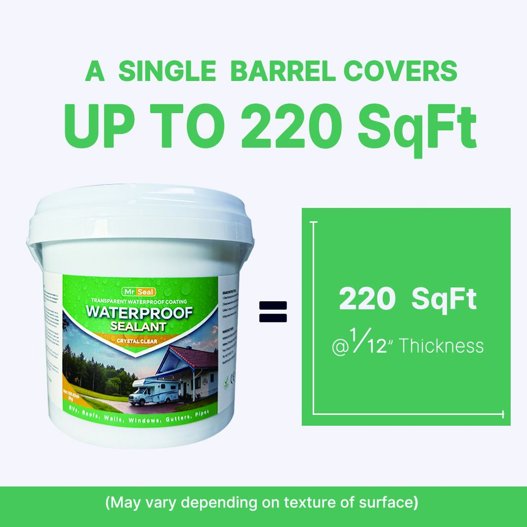 Mr Seal Transparent Waterproof Sealing Paint (6.61lb/105.6oz) - High-Quality Gel Coating, Fast-Drying Adhesive for Indoor/Outdoor Walls, Smooth Asphalt Roofs, RVs, Crack Repairs & Emergency Fixes, Water Resistant, Boats