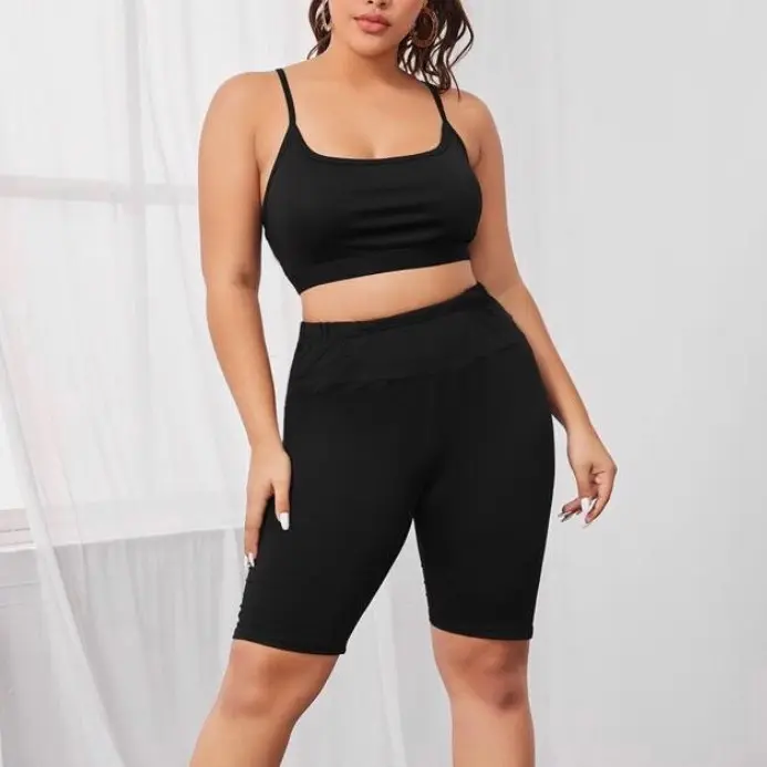 FASHION SNOB BOUTIQUE Two piece sets plus size tummy control black two piece plus size sets black two piece set plus size 2 piece outfits black plus size 2 piece outfits plus size 2 piece lounge set stomach control bottoms fupa coverage