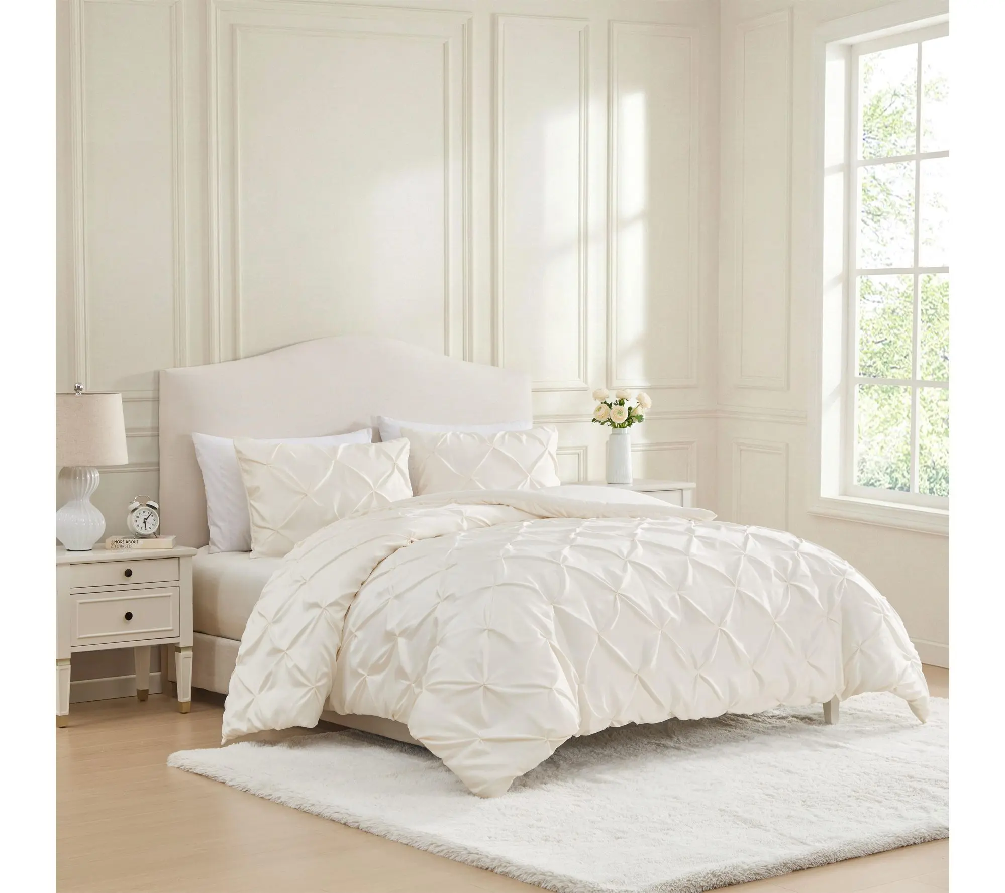 Laura Ashley Solid Satin Ivory King Comforter Set