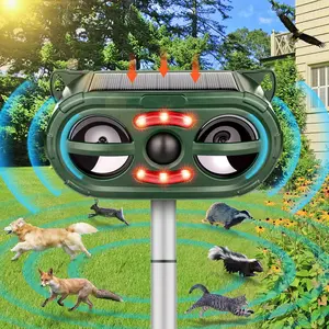 SAIJZEK Solar Ultrasonic Animal Repeller - Outdoor, Upgraded Waterproof Motion Sensor, Flashing Lights - Pest Deterrent for Yd, Garden (Deer, Cat, Squirrel, Raccoon, Rabbit, Fox, Skunk) Solar-Powered Repellent