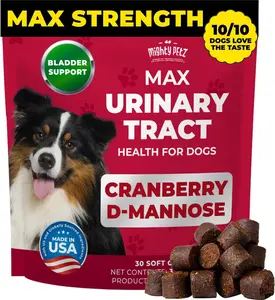 MAX Urinary Tract Health for Dogs - Cranberry for Dogs - Kidney & Bladder Support Chews with D-Mannose & Probiotics