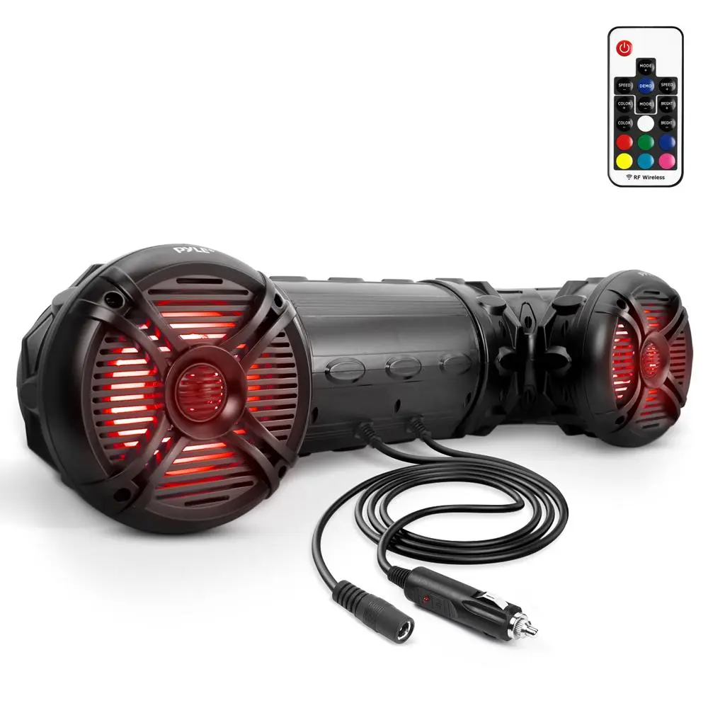 800W Waterproof Bluetooth Marine Stereo Speakers - Dual Digital Audios System with Multi-Color LED Lights, Amplifier, Remote Control - 4x4 Vehicle Accessories Outdoor Gadgets for ATV/UTV Audio Streaming, Smartphone Device Cable & Wireless Connection