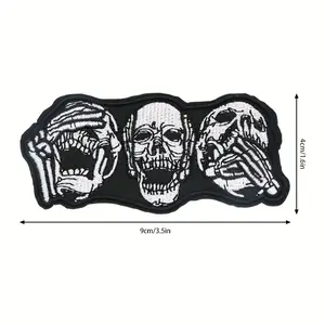 10 Pcs Skull Head Embroidered Punky Patches - Black White Gothic Iron-on/Sew-on Accessories with Backing Adhesive for Jackets, Bags, Hats - Creative DIY Crafts & Gift Decorations