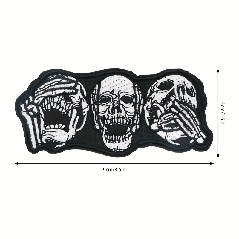 10 Pcs Gothic Style Skull Head Embroidered Punky Patches - Black White Iron-on/Sew-on Fashion Accessories with Backing Adhesive for Jackets, Bags - Creative DIY Dressmaking Craft & Gift Decorations #TikTokShopSummerSale