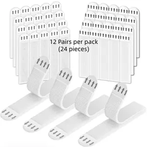 Double-sided Wall-mounted Adhesive Tape 12 Pairs Heavy Duty Velcro Strips for Damage-free Frame Hanging Home Decor Essentials for Christmas Halloween Acoustic Wood Slat Wall Panels Black Antique White Glazed Ceramic Tiles Decorative PVC 3D Wall Panels