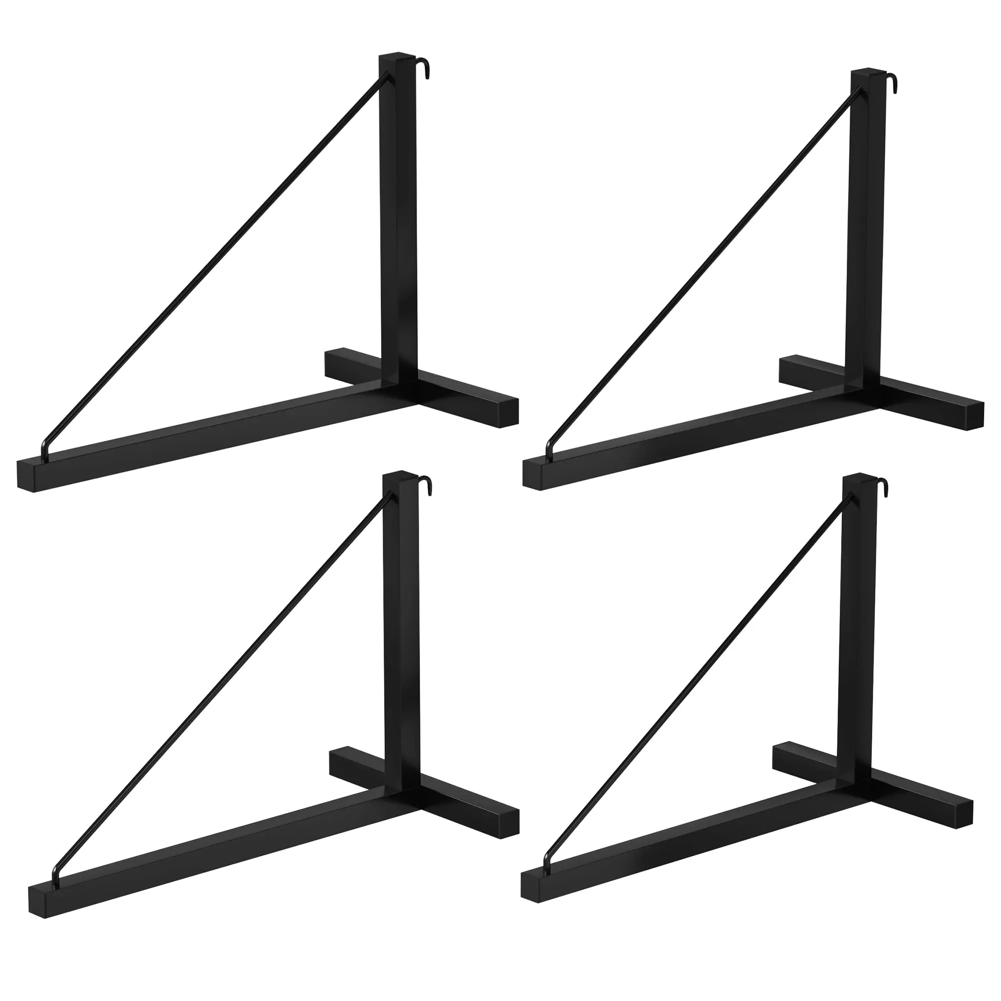 Garvee 4-Pack Shipping Container Shelving Brackets, 550 Lb Heavy Duty Steel Cargo Shelf Brackets with Hooks, 1 Tier Vertical Storage Rack for Trailer Containers, Easy to Hang