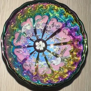 Colorful cup with bird songs and floral fragrance black porcelain teacup