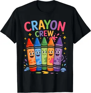 100% Cotton Coloring Art Drawing Color Funny Crayon Crew Halloween T-Shirt
