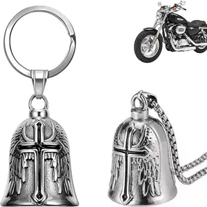 Keychain Guardian Clock for Motorcycle Riders, Gremlin Protection, Bicycle Decoration, Car Rearview Mirror Hanging Ornament, Gothic Cross Keychain